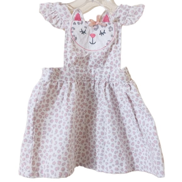Nannette Baby 6-9 Months Pink Leopard Print Ruffle Criss Cross Overall Dress - Picture 1 of 7